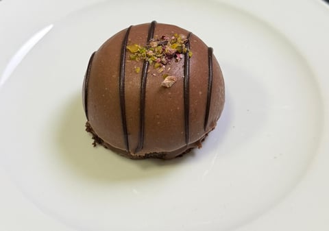 Chocolate truffle sphere with dark ganache
