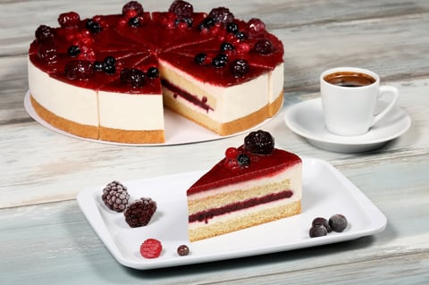 Cheesecake with red berry topping